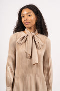 Satin Miami Long Dress - Shiny Oatmeal