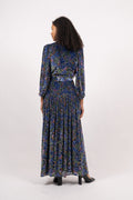 Heloise Long Dress Silk-Vis - Blue