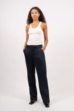 Zoe Pants - Navy/White Pinstripe