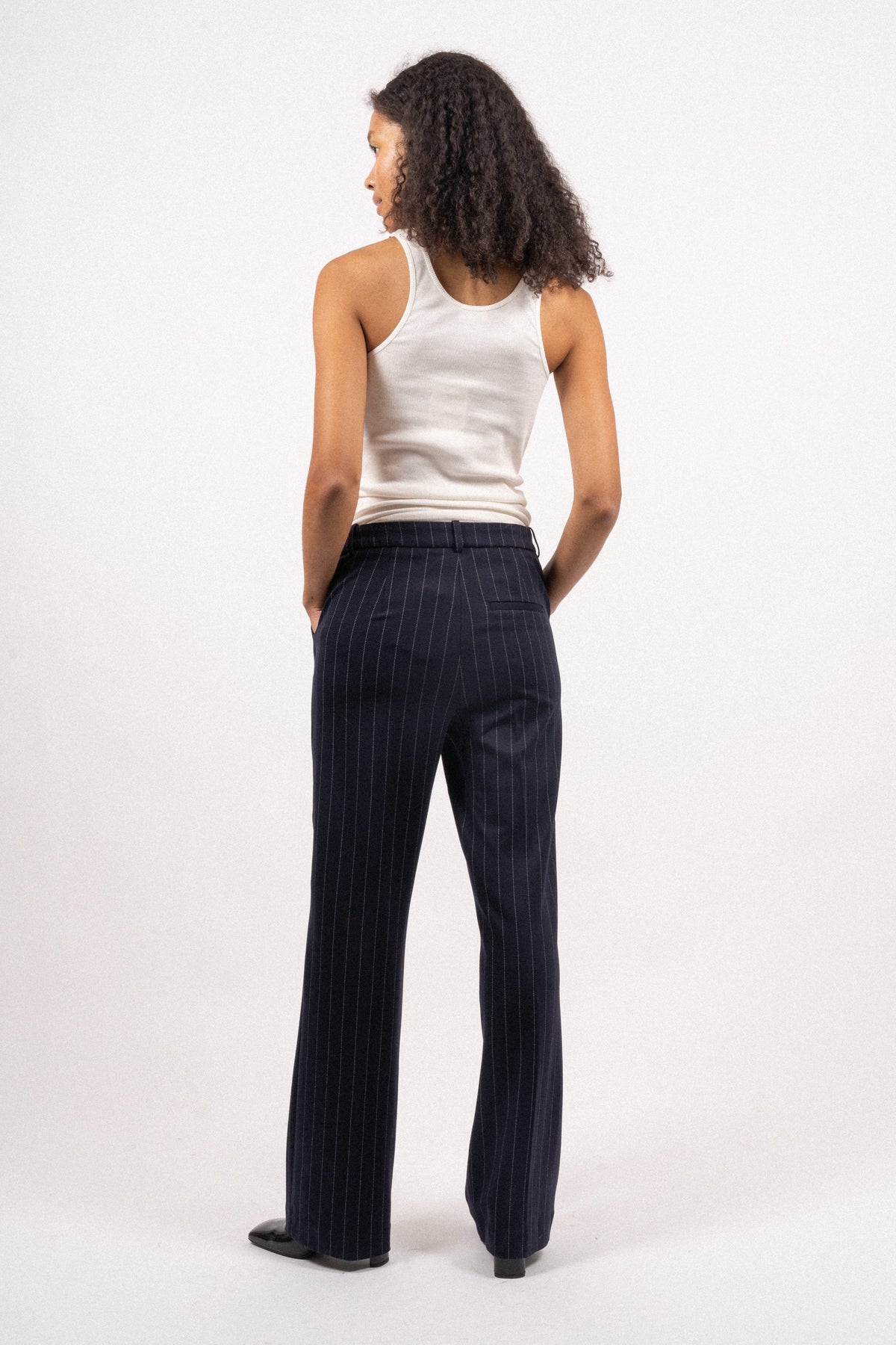 Zoe Pants - Navy/White Pinstripe