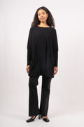 Merino Long Wide Crewneck - Black