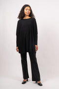 Merino Long Wide Crewneck - Black