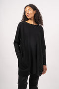 Merino Long Wide Crewneck - Black