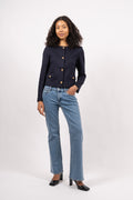 Zoe Pocket Jacket - Navy/White Pinstripe
