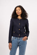 Zoe Pocket Jacket - Navy/White Pinstripe