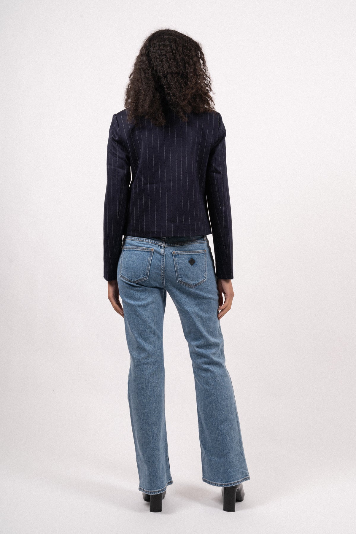 Zoe Pocket Jacket - Navy/White Pinstripe