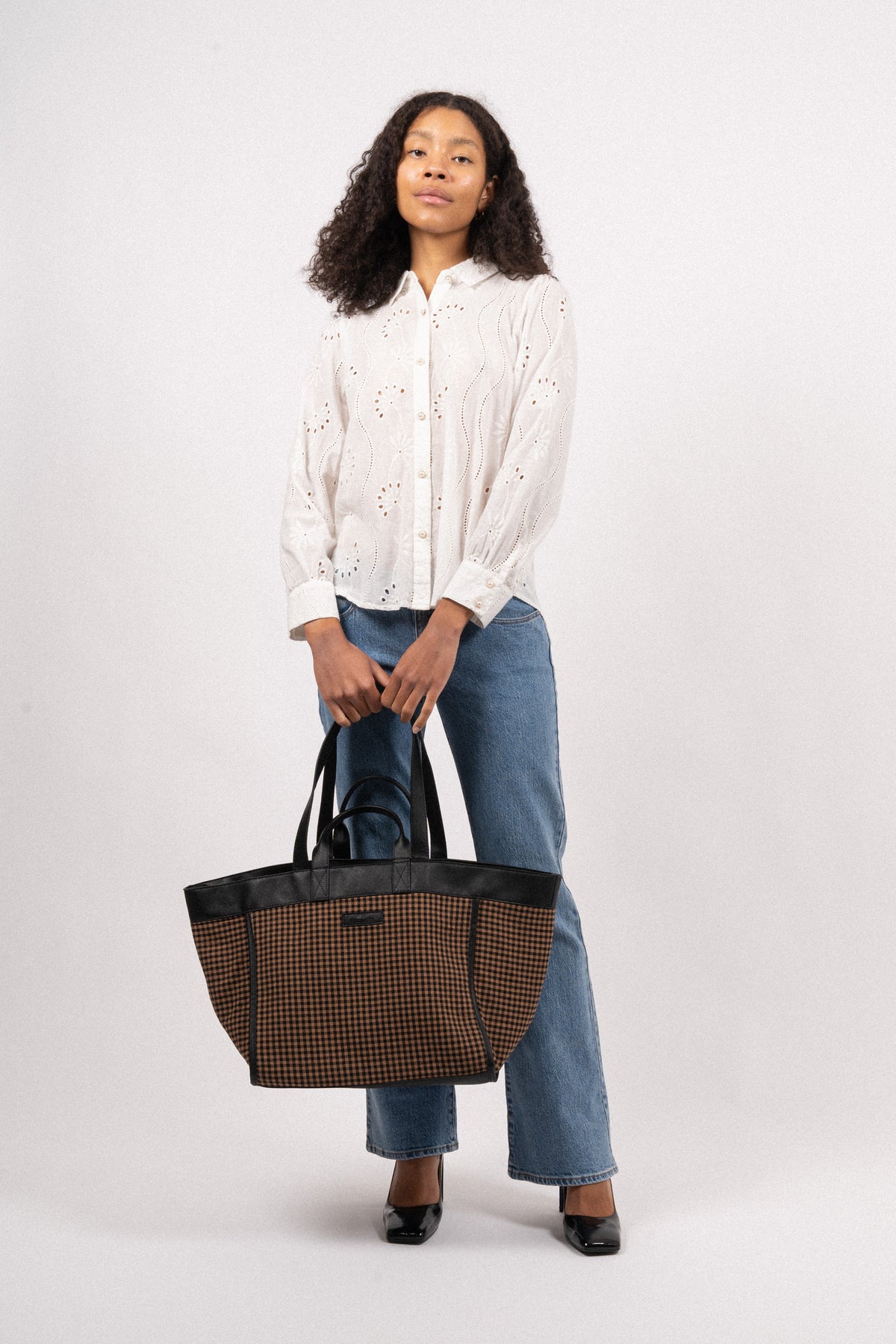 Gingham Lily Bag - Acorn Brown