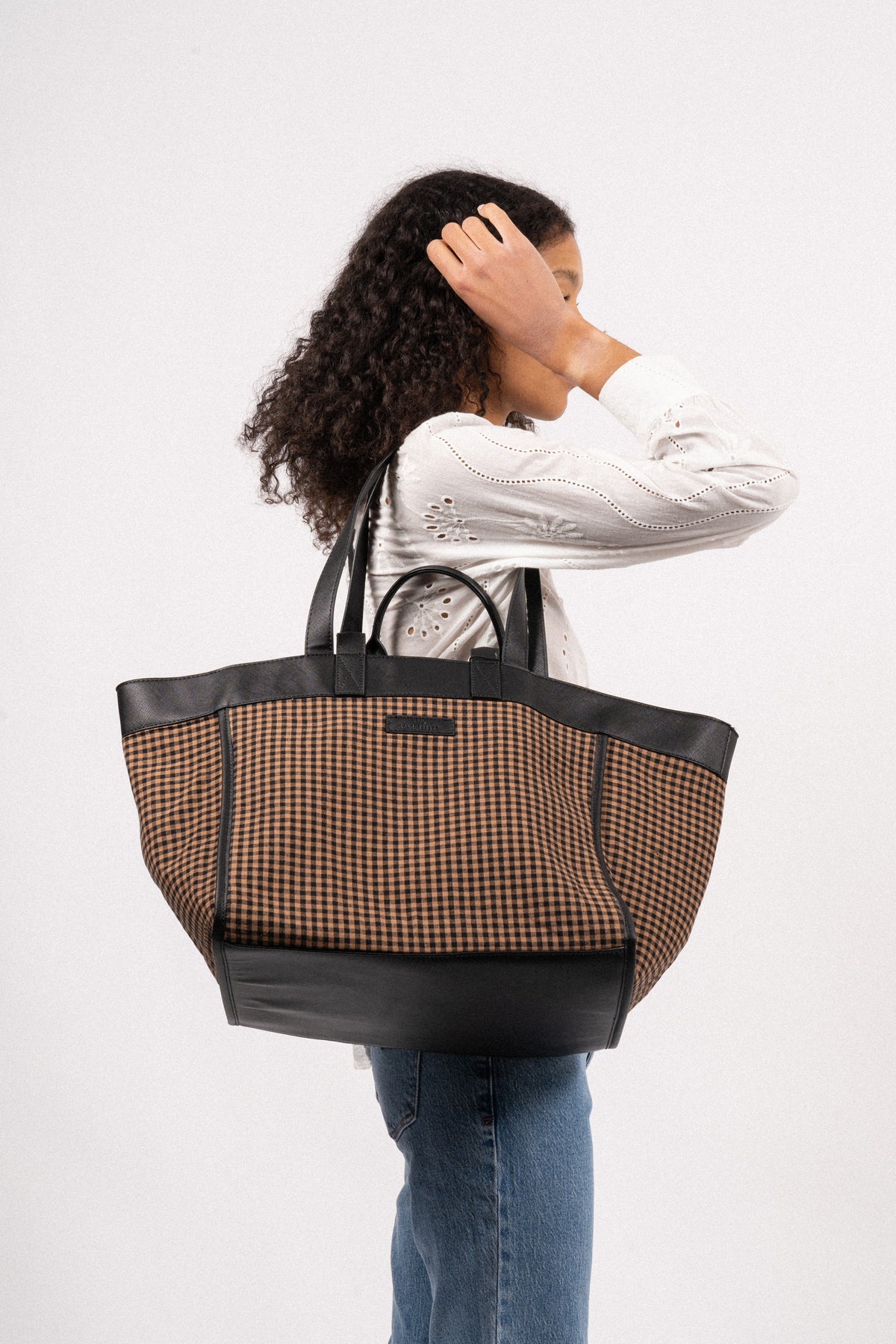 Gingham Lily Bag - Acorn Brown