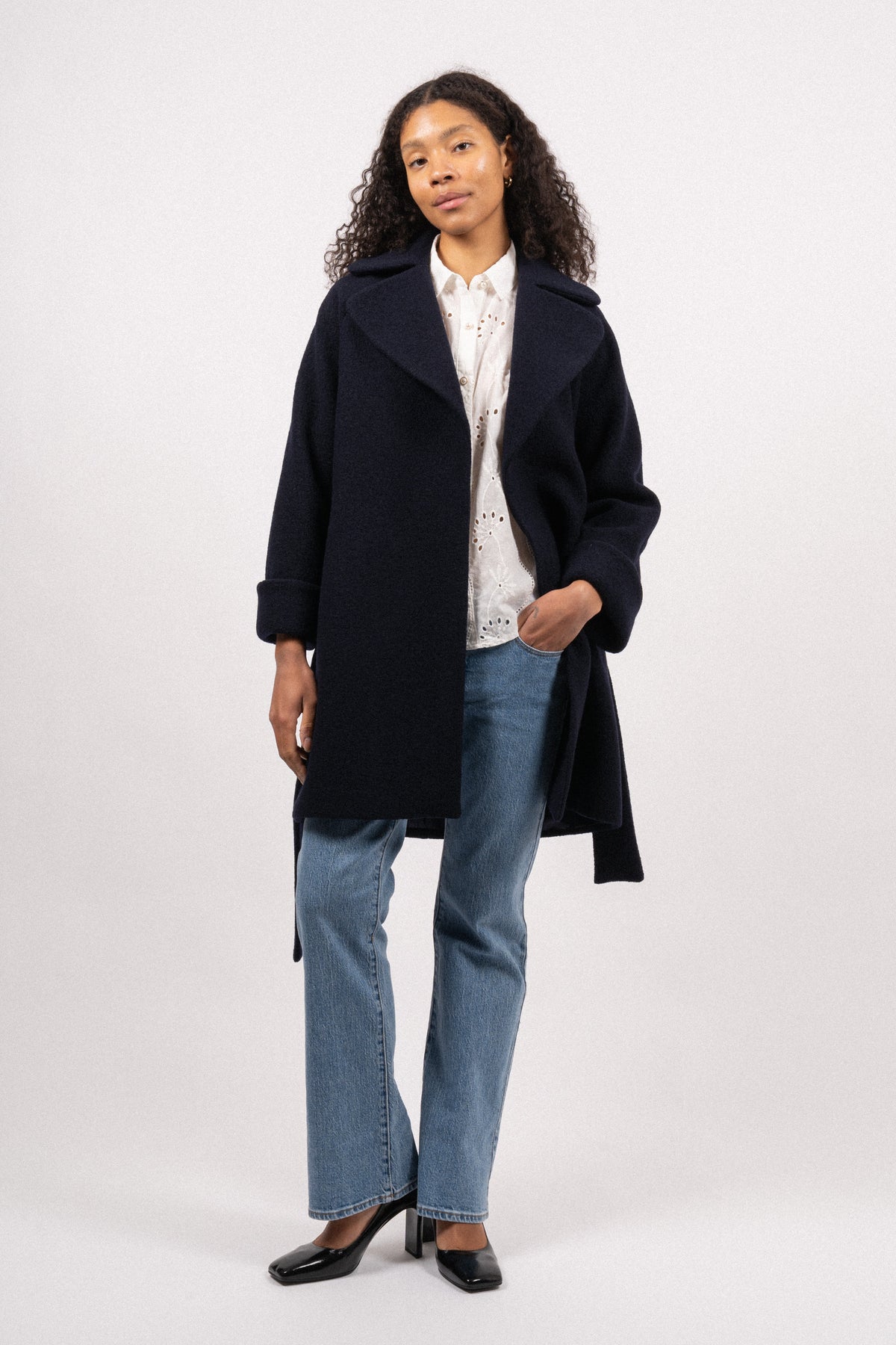 Wool Coat Mid - Dk Blue