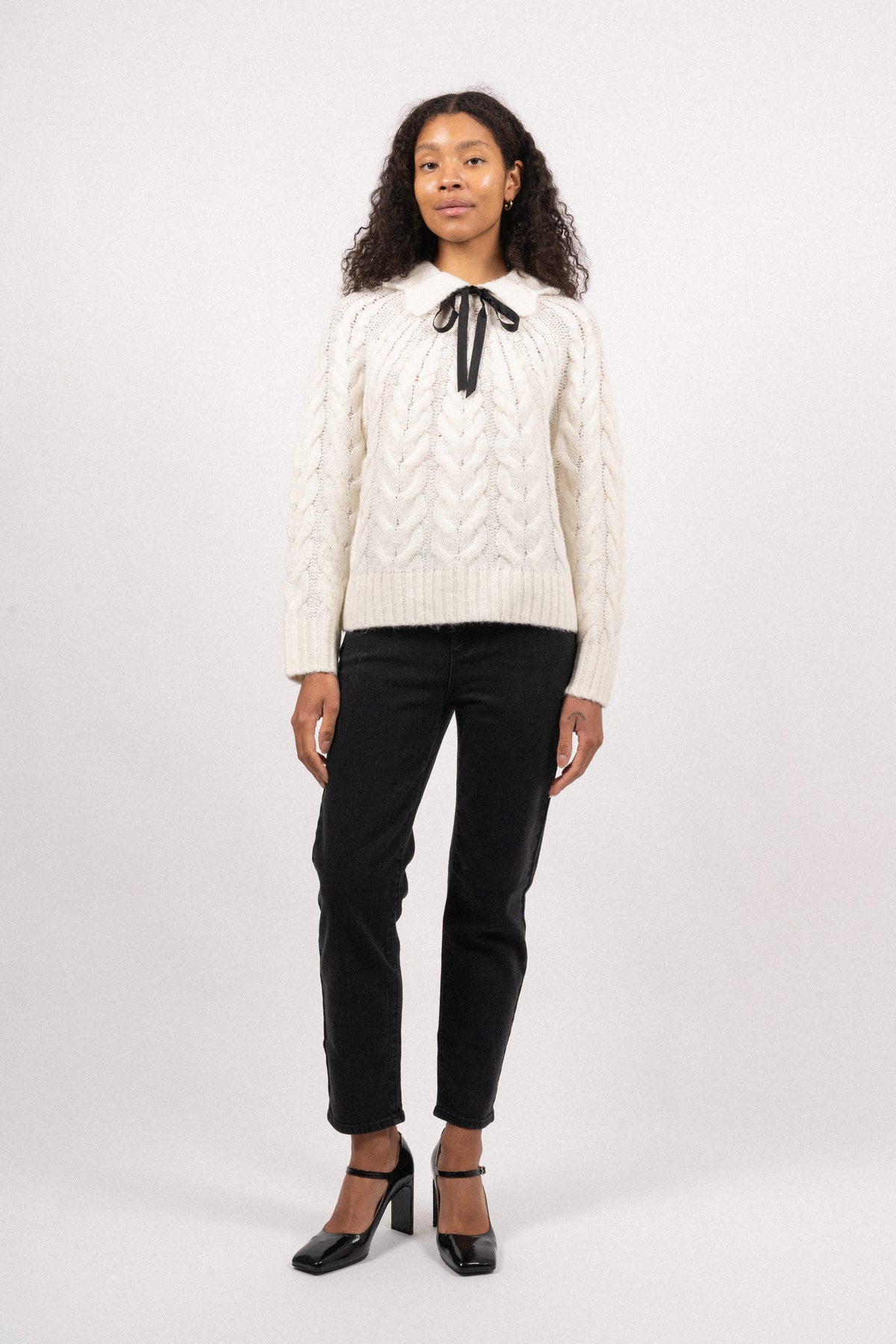 Yashirata Bow LS Knit Pullover - Birch