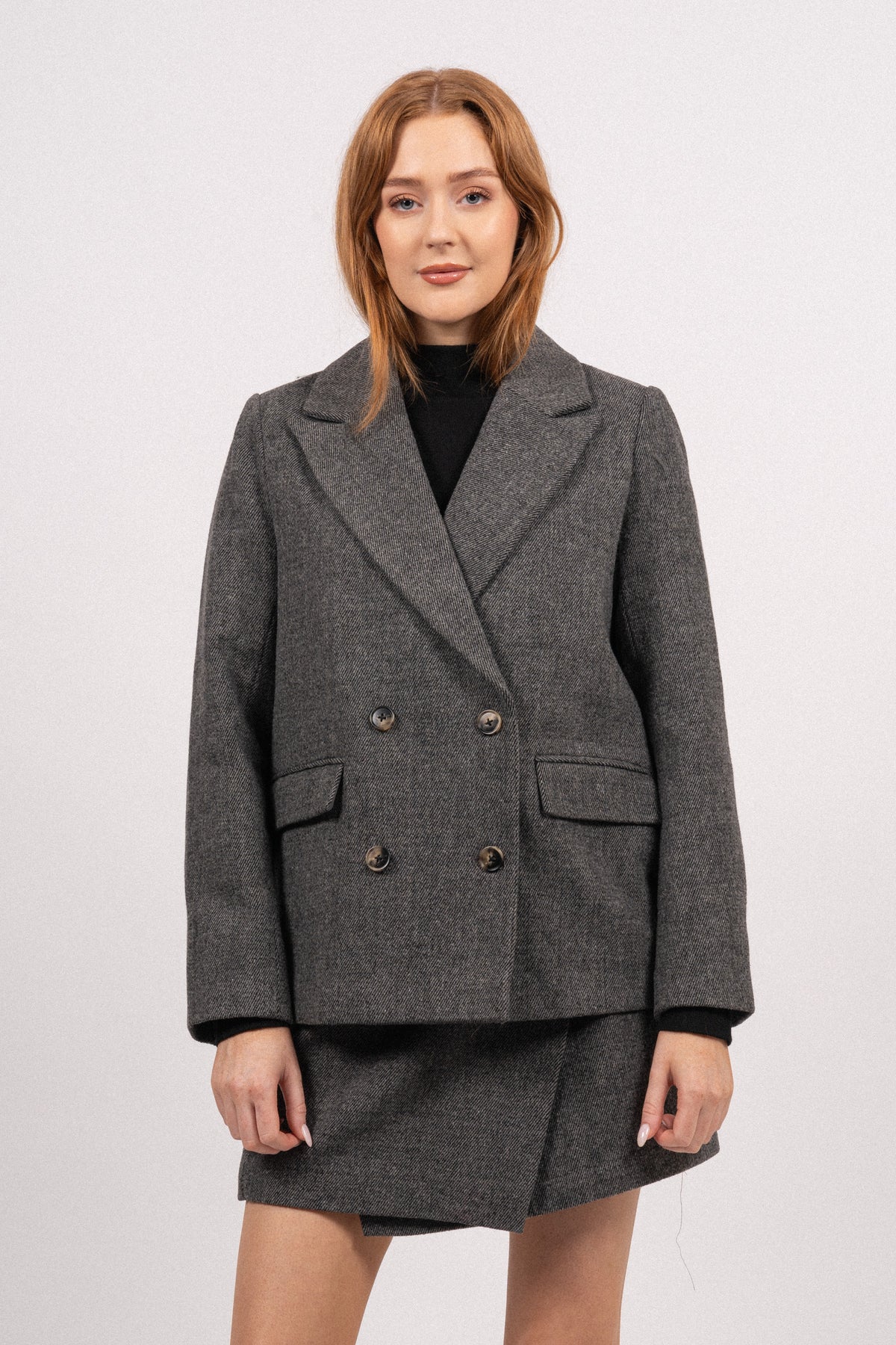 Yassummer LS Wool Mix Blazer - Grey Melange