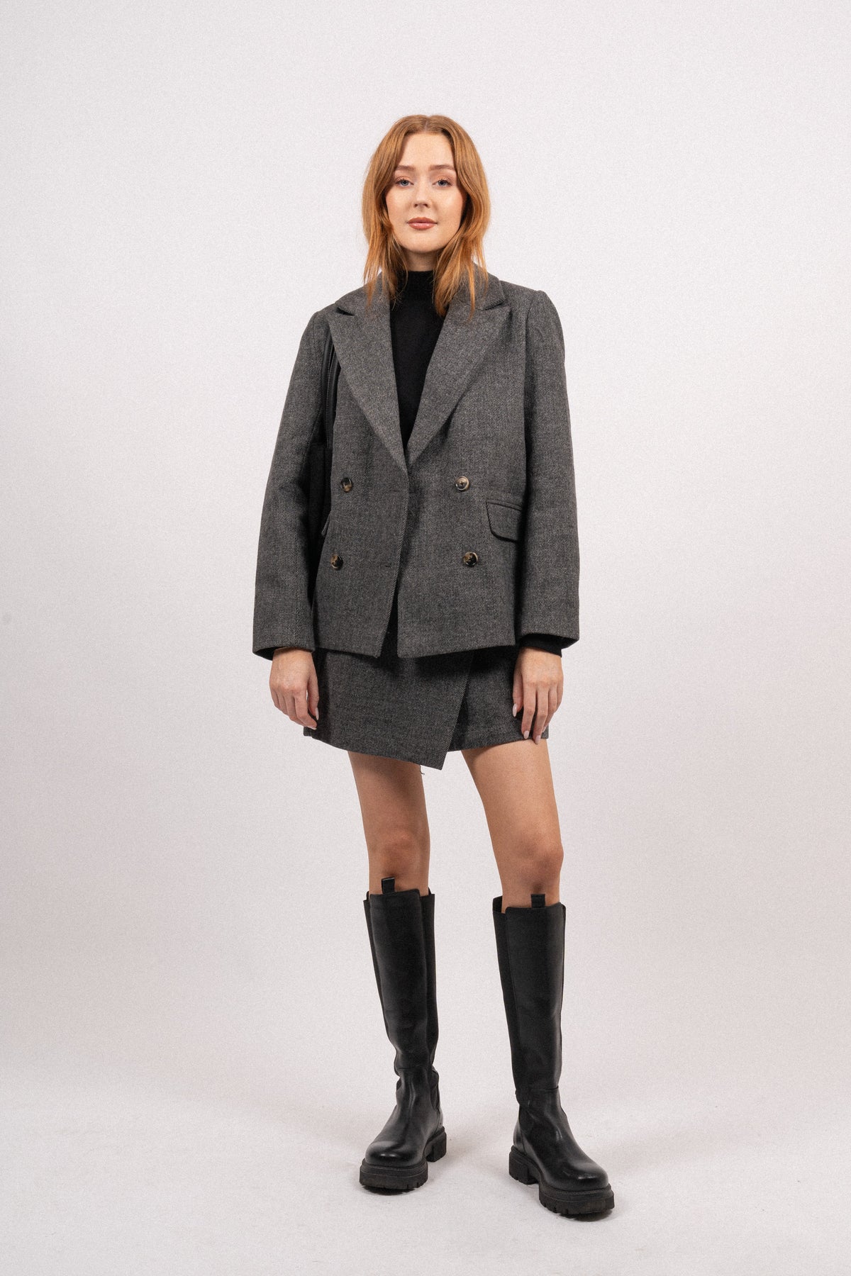 Yassummer LS Wool Mix Blazer - Grey Melange