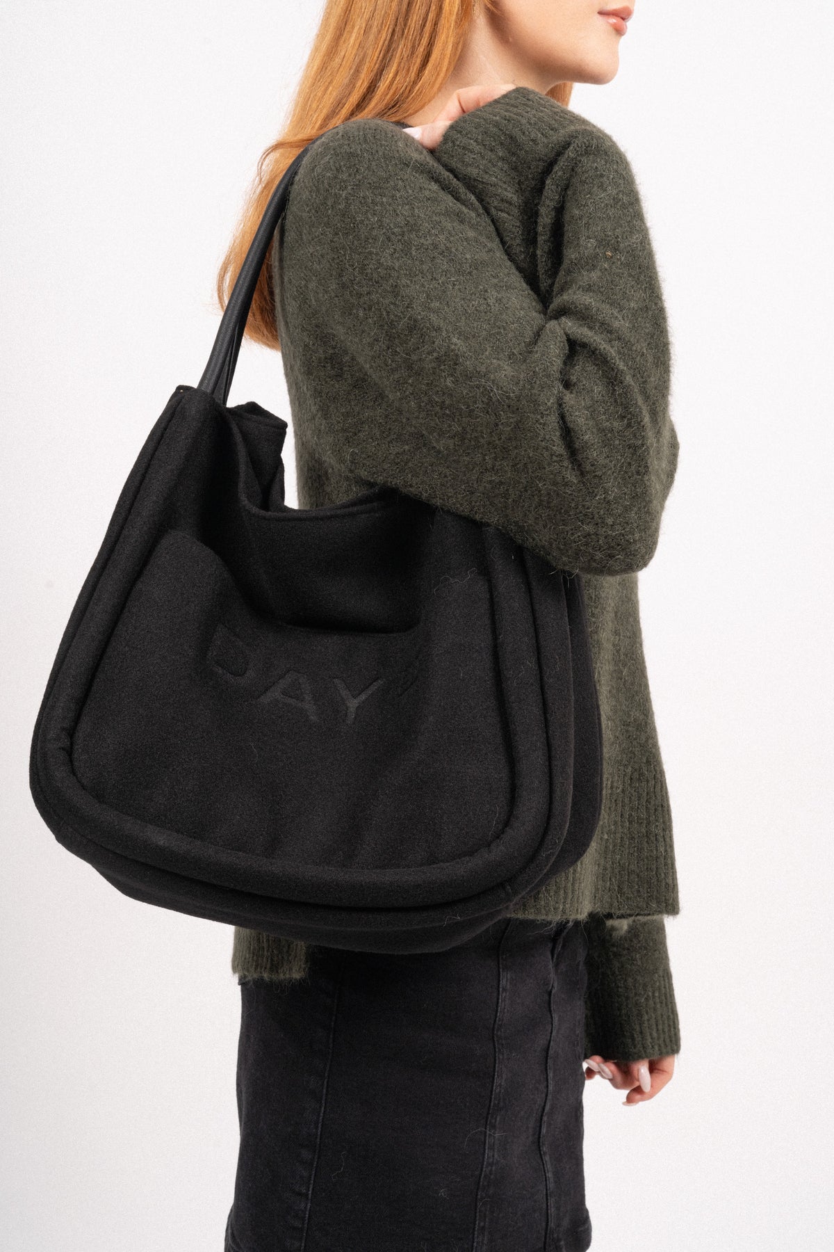 Day Woolen Small Shopper - Black