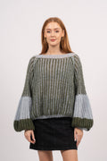 Liana Knit Sweater - Light Blue/Army