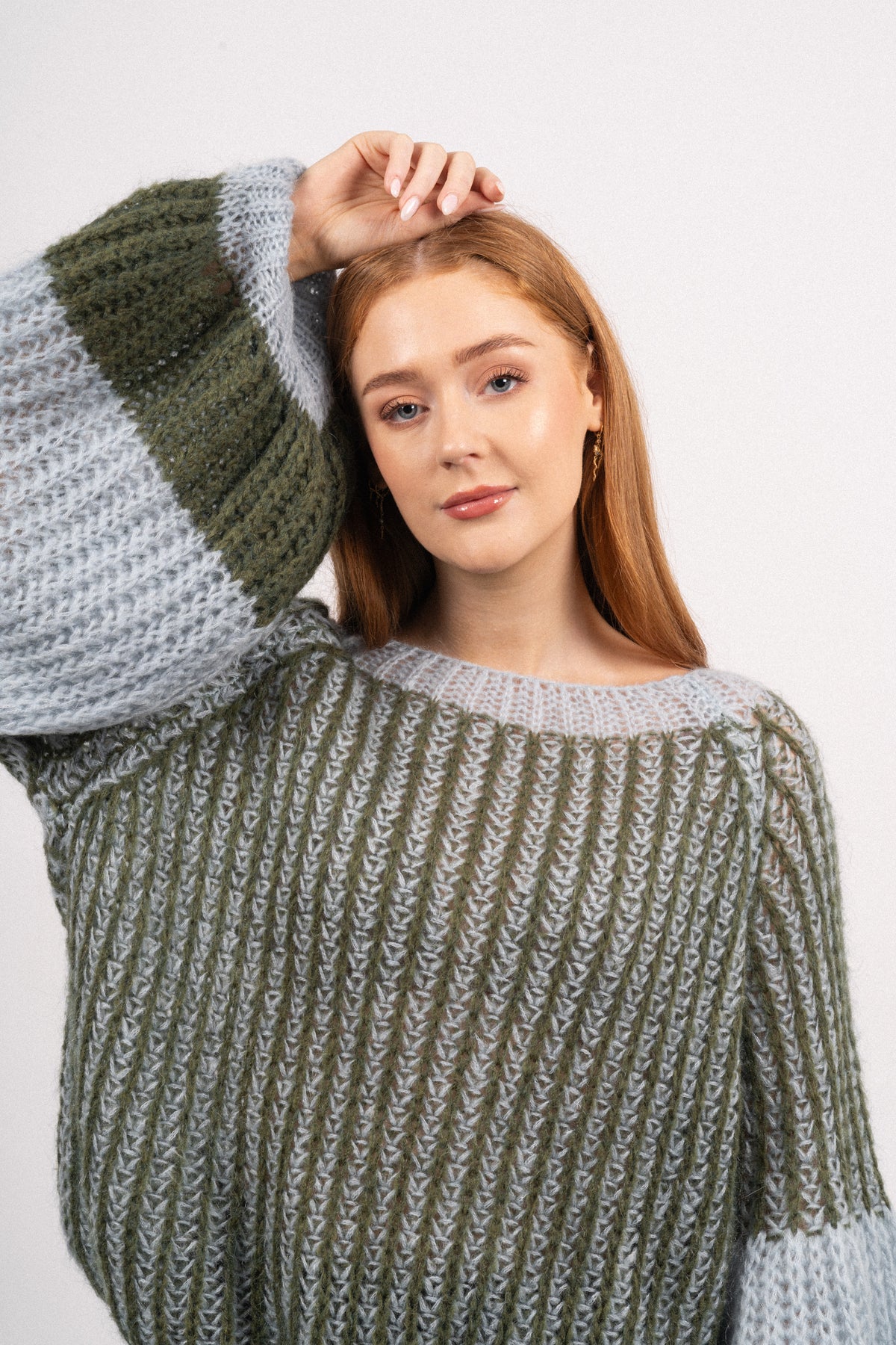 Liana Knit Sweater - Light Blue/Army