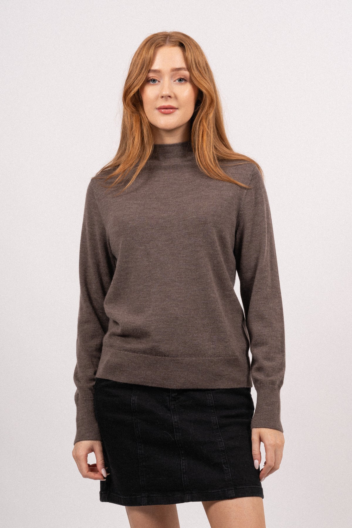 Hanni LS Knit T-Neck - Brownie Melange