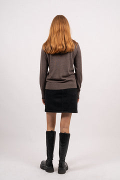 Hanni LS Knit T-Neck - Brownie Melange