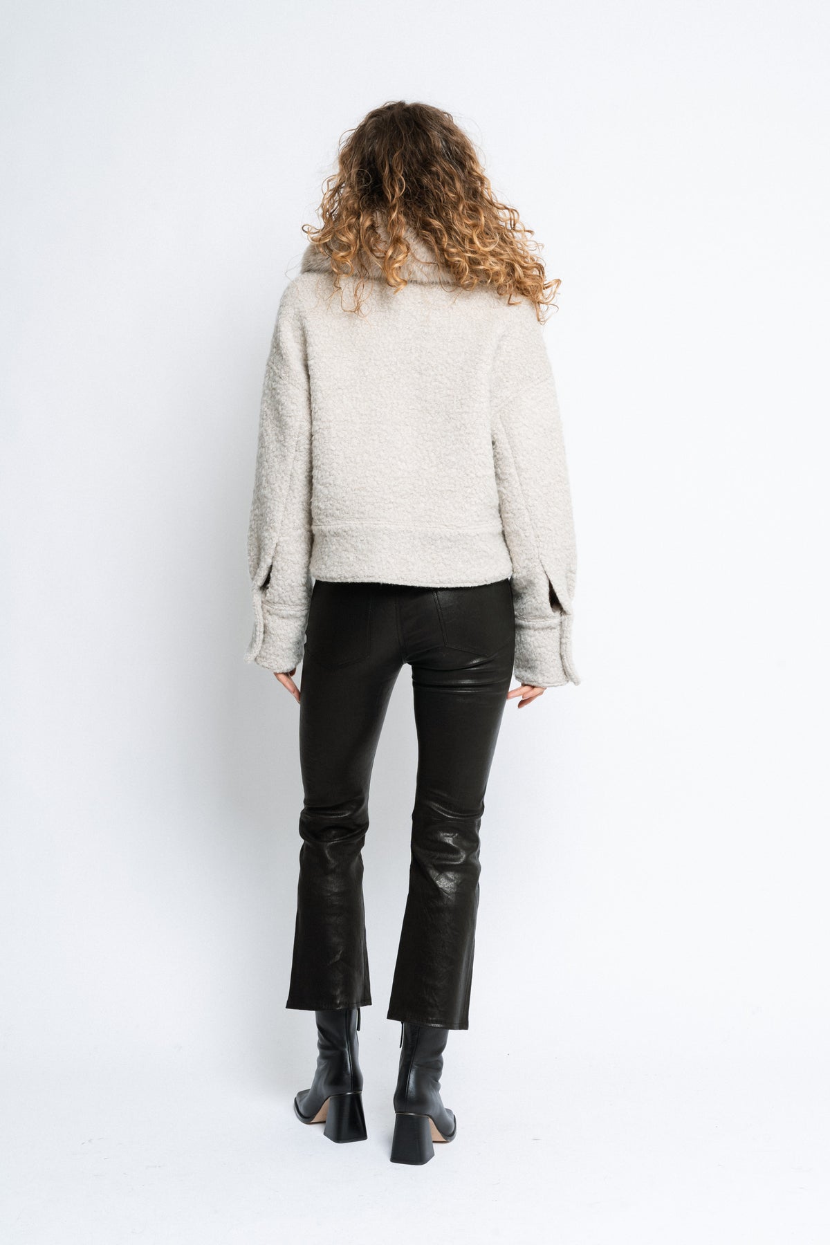 Charlie Jacket Wool Boucle Thick Faux Fur - Crème