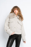 Charlie Jacket Wool Boucle Thick Faux Fur - Crème