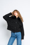 Charlie Jacket Wool Boucle Thick Faux Fur - Black
