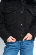 Charlie Jacket Wool Boucle Thick Faux Fur - Black