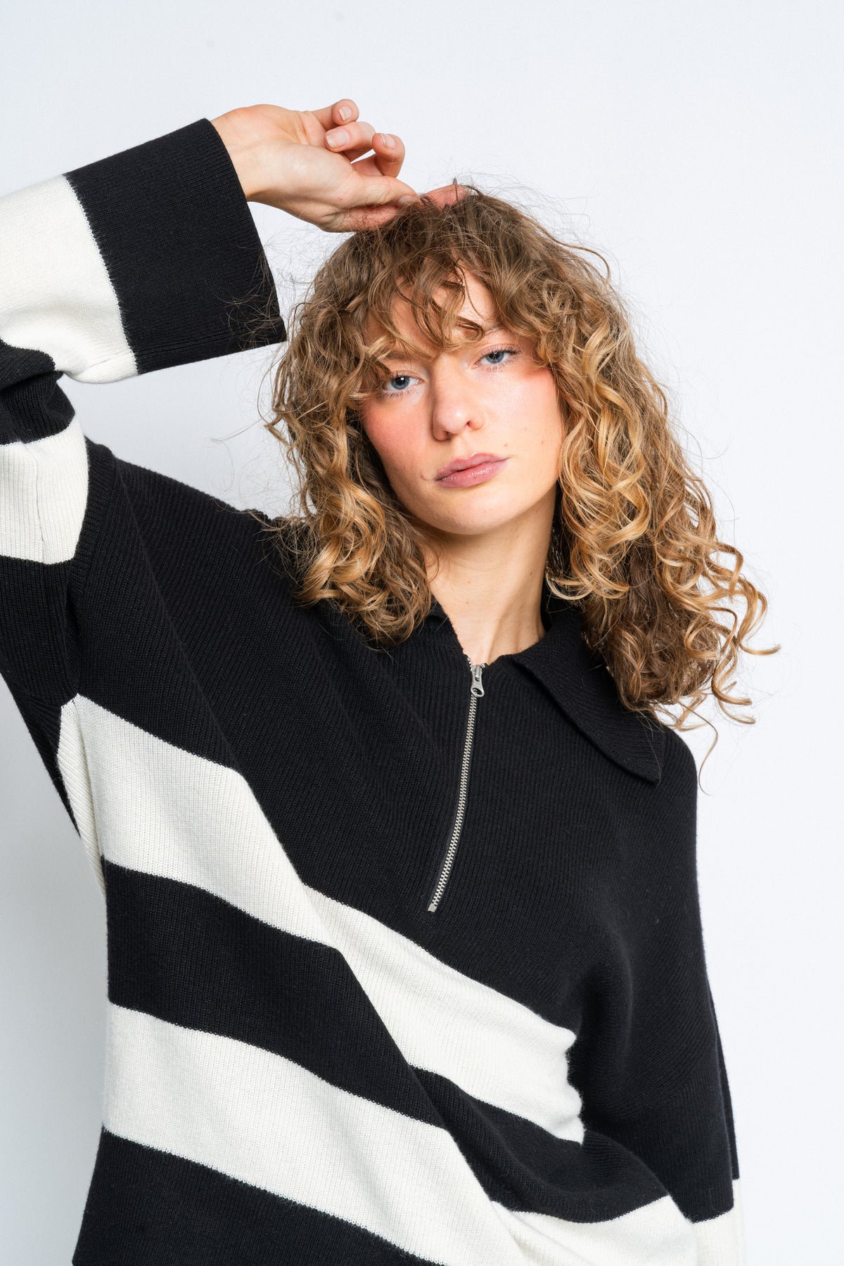 OthiliaIW Zipper Pullover - Black/Whisper