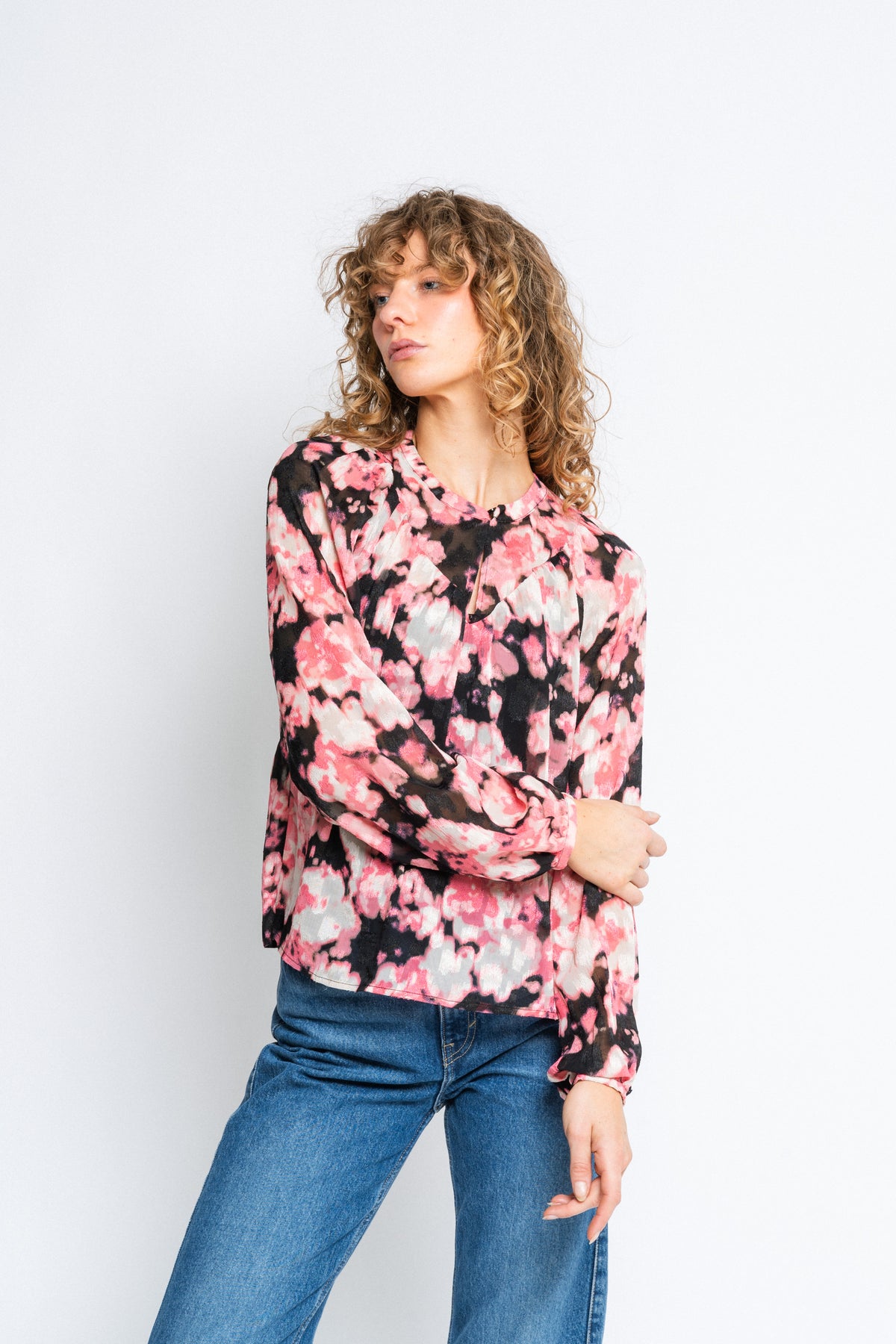 CisiraIW Blus - Pink Floaty Flower