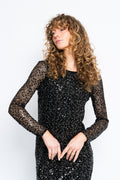 Noel Ls Ankle Sequins Dress - Black