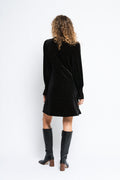 Yasriva LS High Neck Velvet Dress - Black