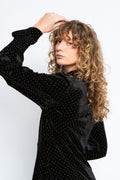 Yasriva LS High Neck Velvet Dress - Black