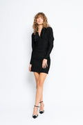 Glitter Jersey Mini Dress - Black