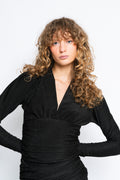 Glitter Jersey Mini Dress - Black
