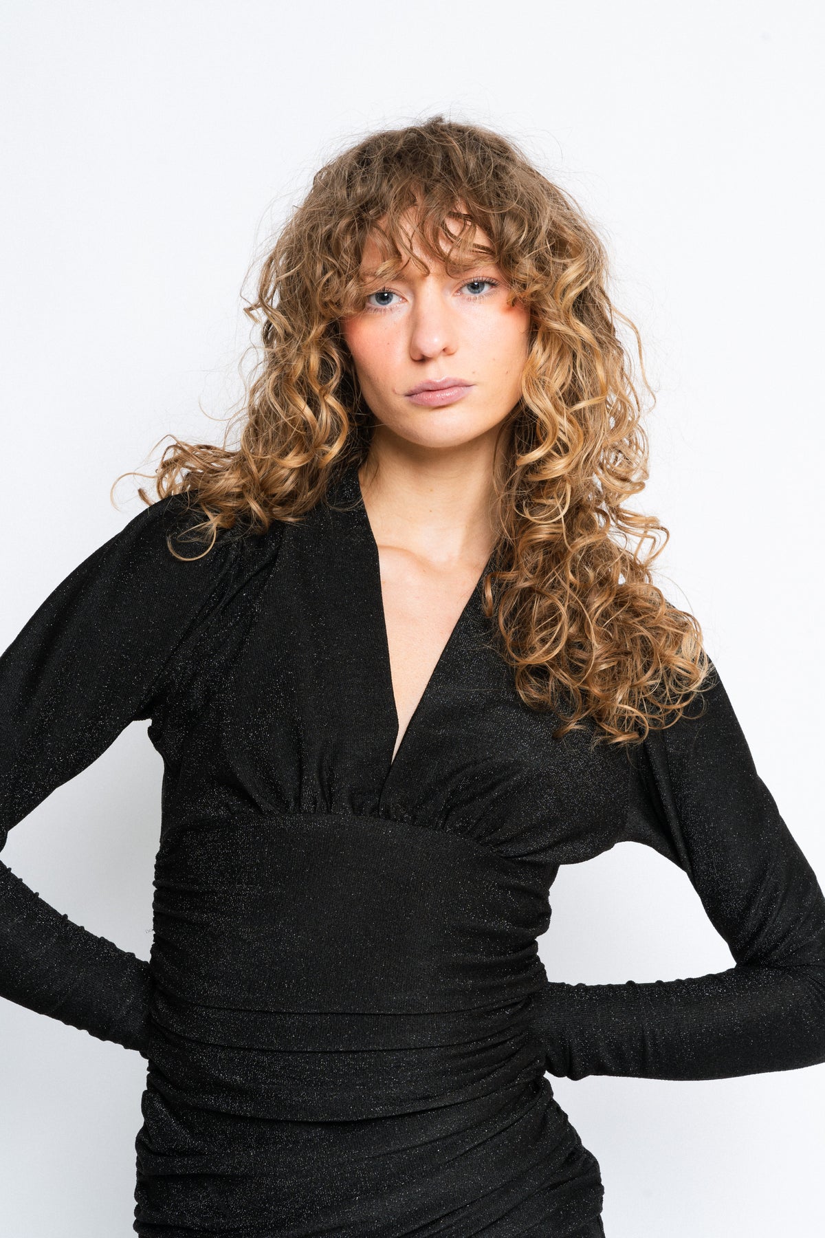 Glitter Jersey Mini Dress - Black