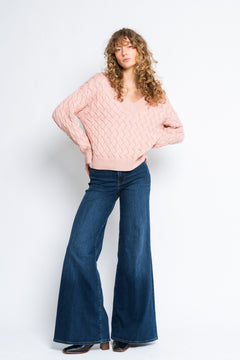 Textured Cotton V-Neck - Autumn Sunset