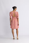 Koko Dress Short Open Back Short Sleeves - Red Flower