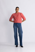 Andrea Knit Rib Kofta - Spiced Coral