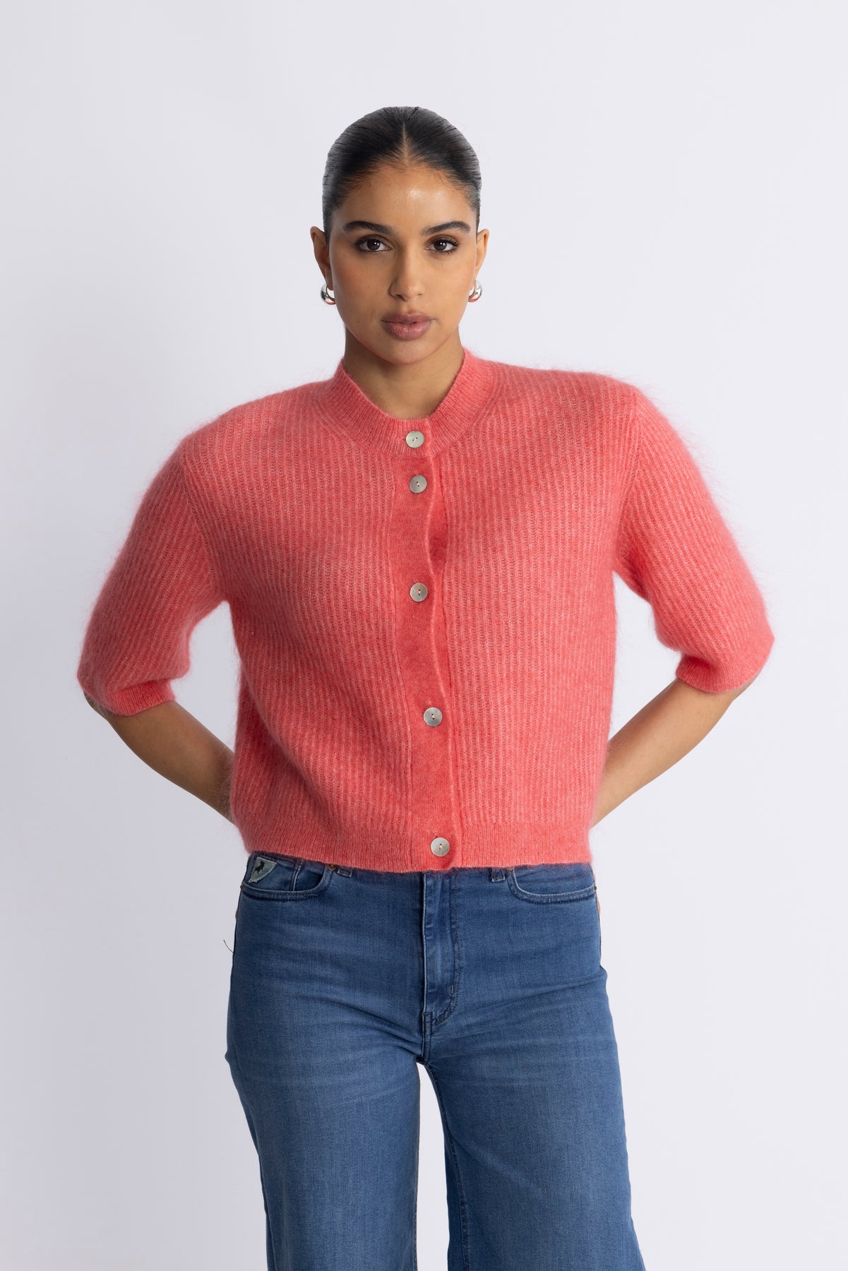 Andrea Knit Rib Kofta - Spiced Coral