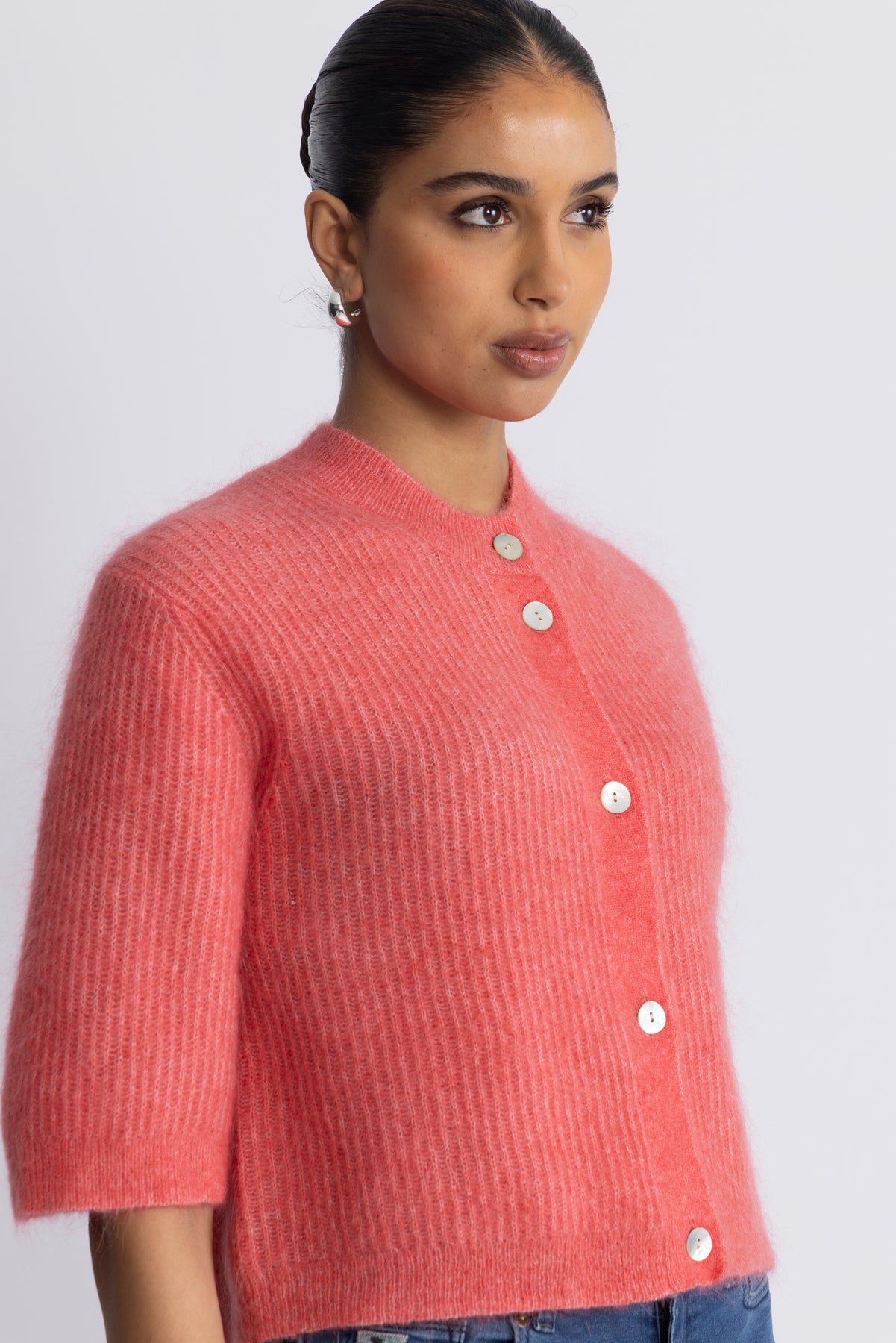 Andrea Knit Rib Kofta - Spiced Coral
