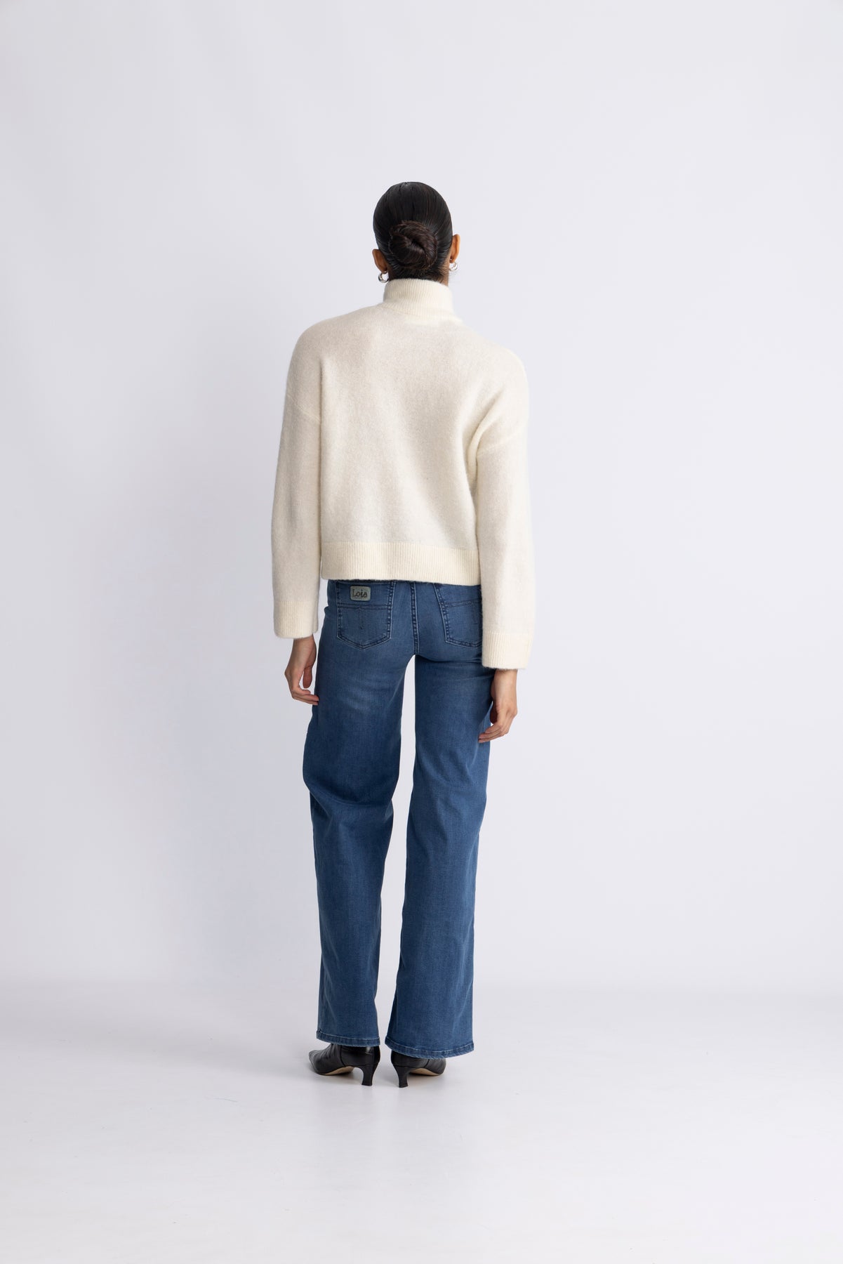 Selected Sia Ras Ls Knit Zipper Kofta - Snow White Melange