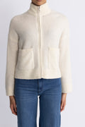 Selected Sia Ras Ls Knit Zipper Kofta - Snow White Melange