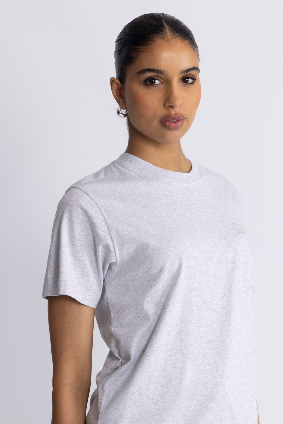 Lili Tee Framed Monogram - Heather Grey