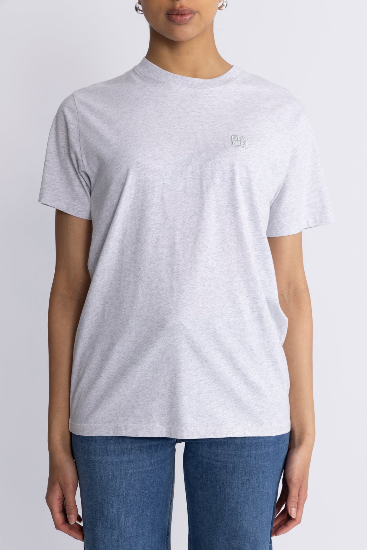 Lili Tee Framed Monogram - Heather Grey