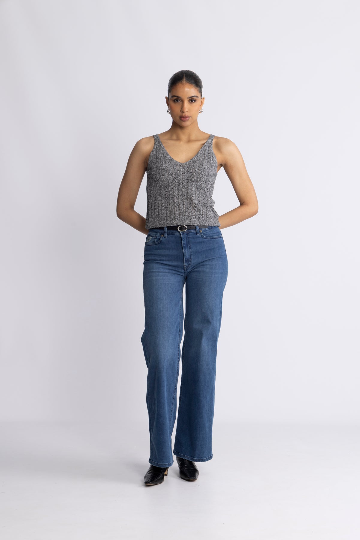 Cressida Melange Knit Top - Svart