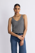 Cressida Melange Knit Top - Svart