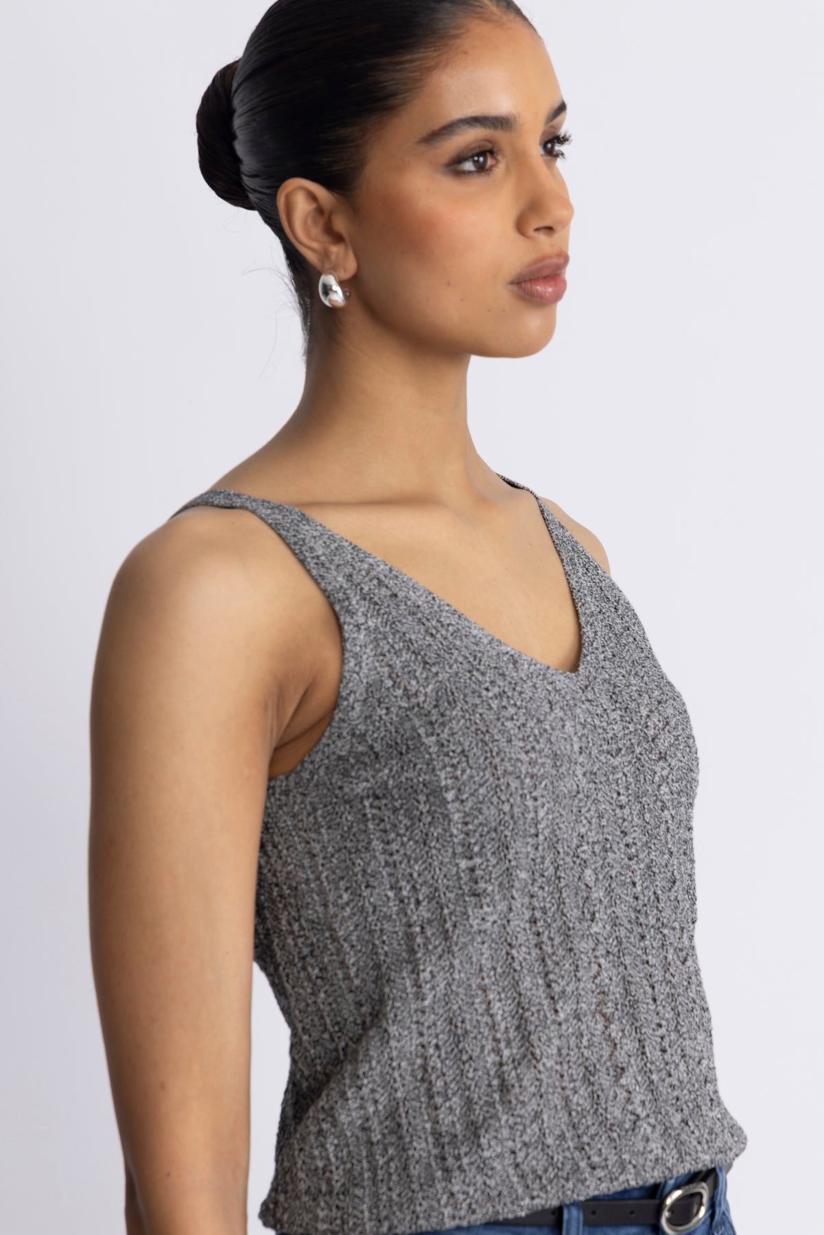 Cressida Melange Knit Top - Svart