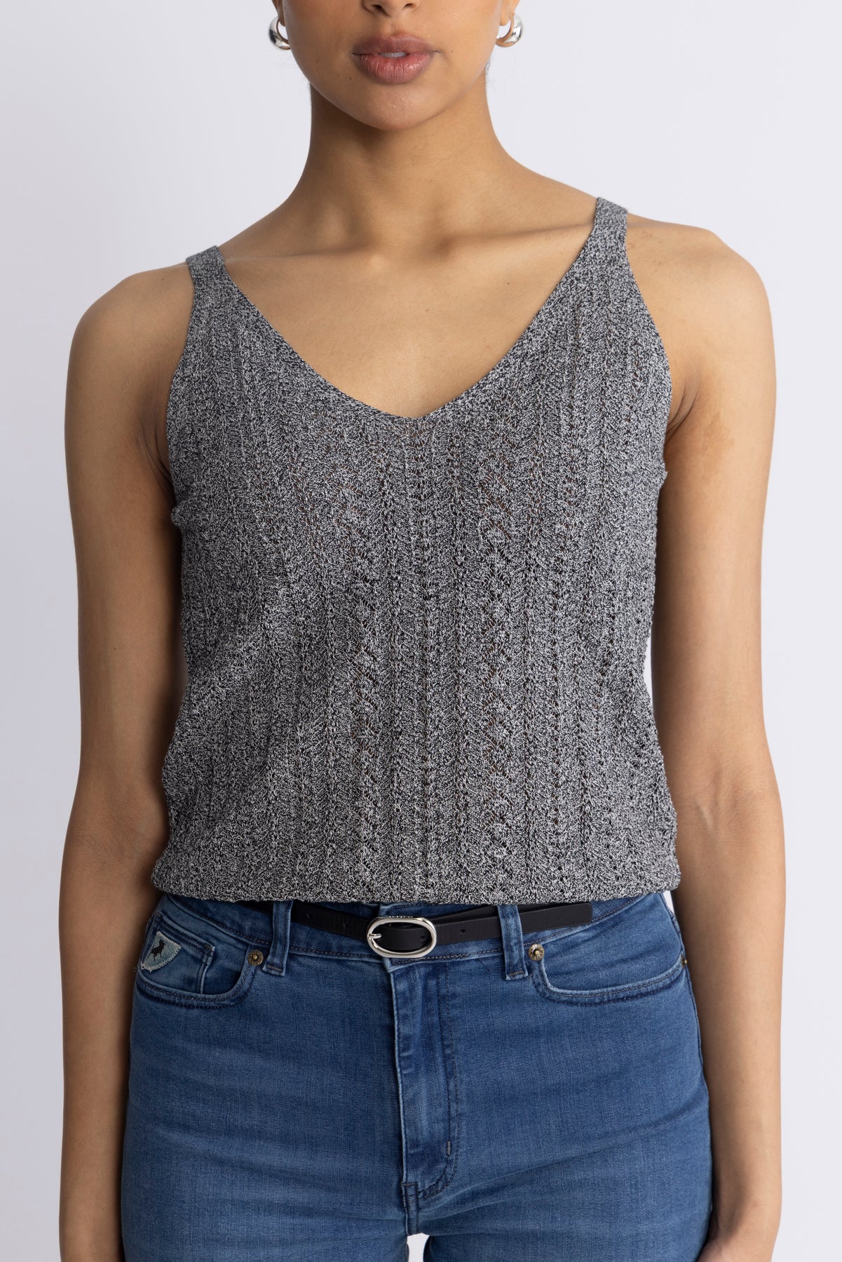Cressida Melange Knit Top - Svart