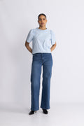 Selected Femme Penelope 2/4 Ruffle Tee - Cashmere Blue