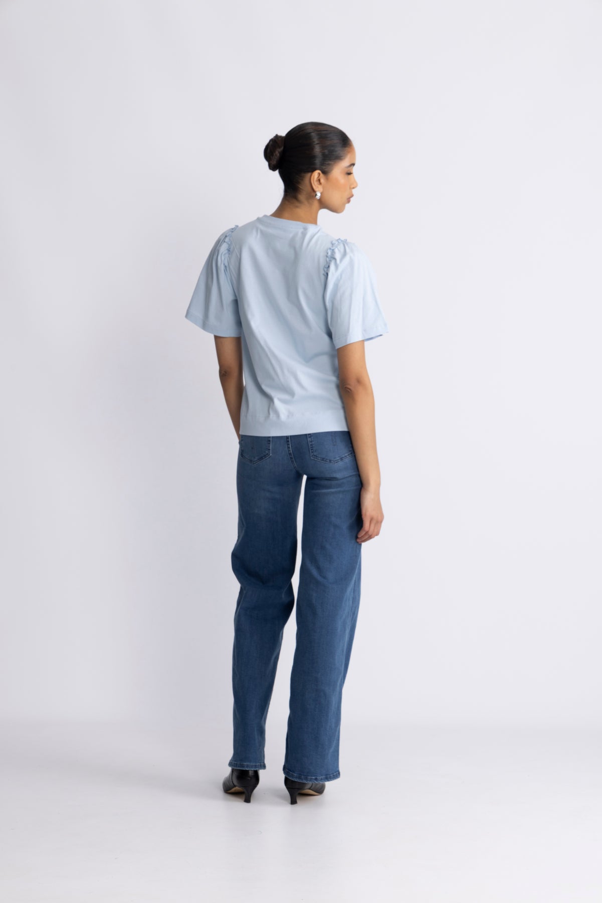Selected Femme Penelope 2/4 Ruffle Tee - Cashmere Blue