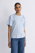 Selected Femme Penelope 2/4 Ruffle Tee - Cashmere Blue