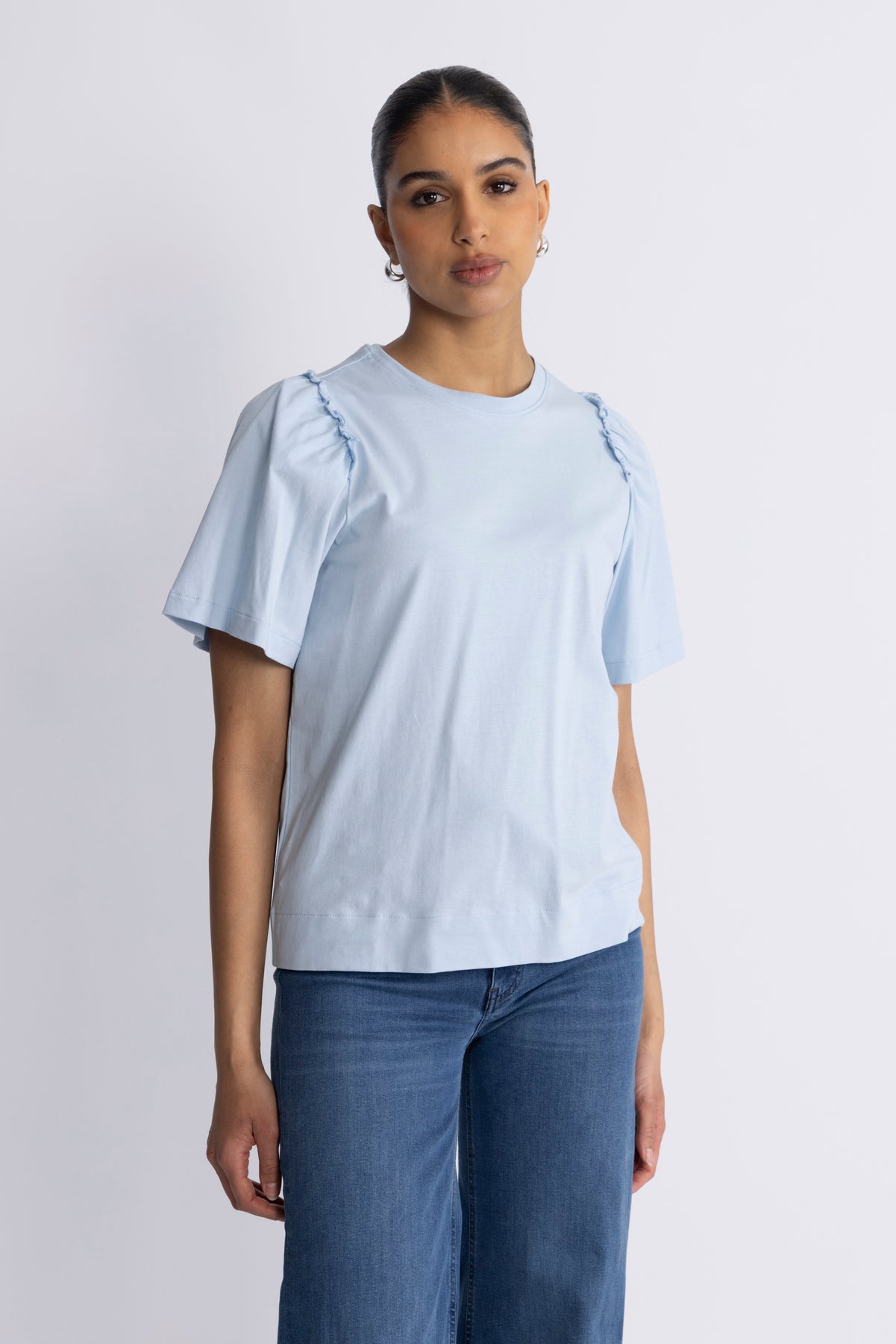 Selected Femme Penelope 2/4 Ruffle Tee - Cashmere Blue